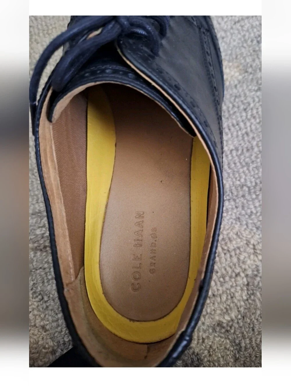 Cole Haan Black Leather Wingtip Derby Shoes
